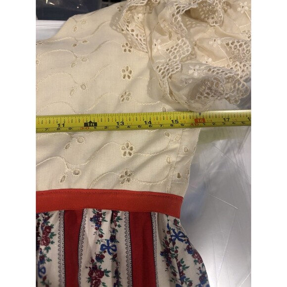 Vtg 70s Princess Kaiulani Hawaiian Maxi Floral Dress M Short Puff Sleeves Eyelet - Picture 4 of 16